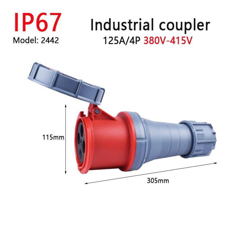 IP67 New Industrial Plug and Socket 63A 125A 3P/4P/5P PA66 Wall Mounted Socket.