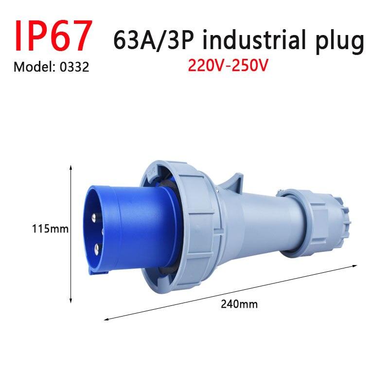 IP67 New Industrial Plug and Socket 63A 125A 3P/4P/5P PA66 Wall Mounted Socket.