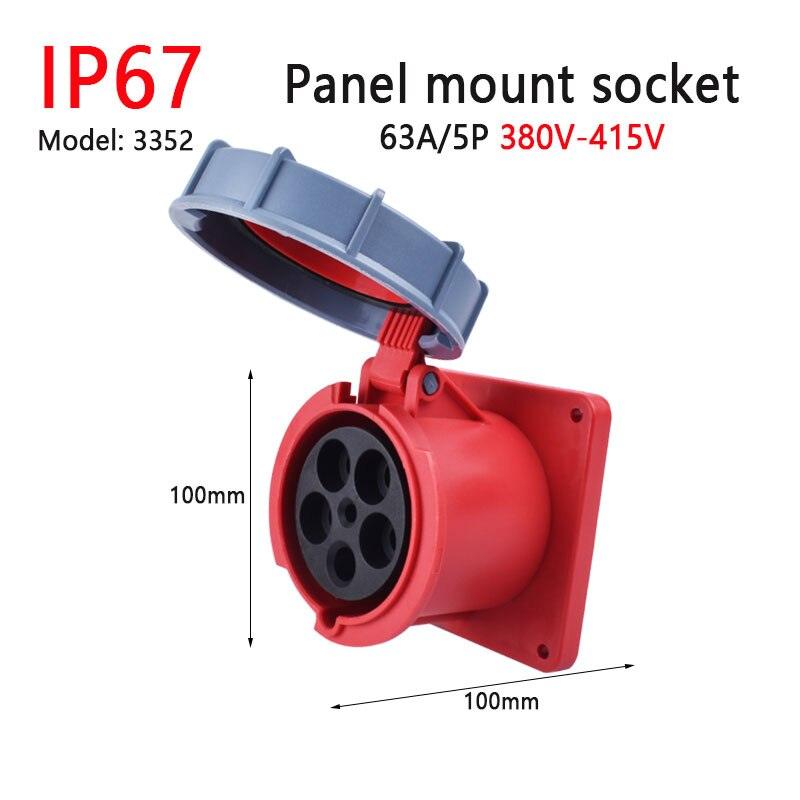 IP67 New Industrial Plug and Socket 63A 125A 3P/4P/5P PA66 Wall Mounted Socket.new industrial plug and socket 3p 230v