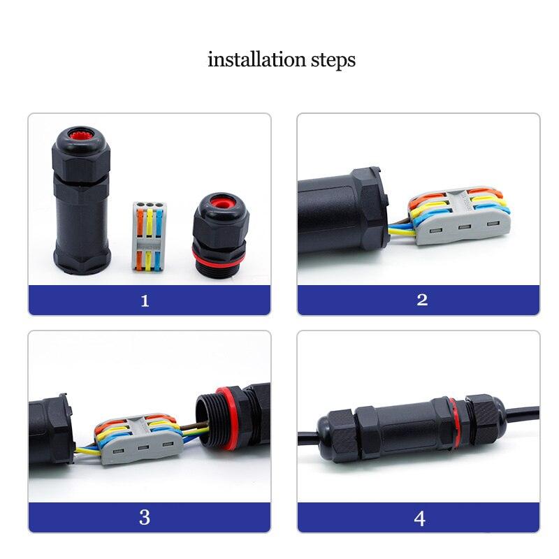 IP68 2/3 Pin Electrical Terminal Adapter Push type connector.