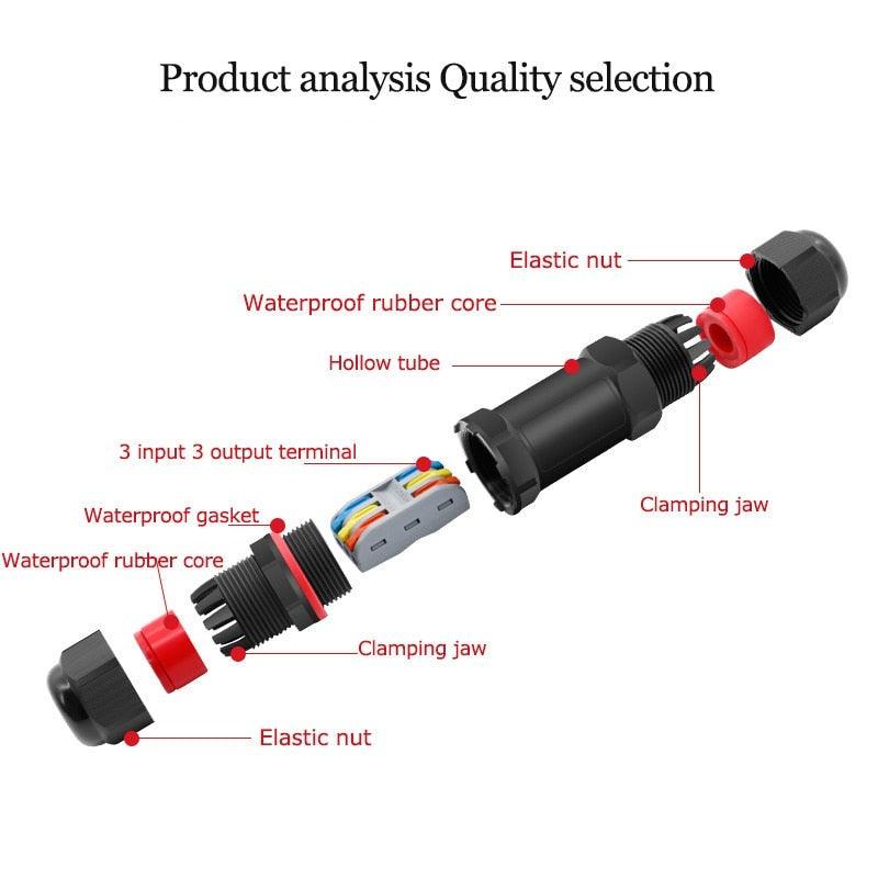 IP68 2/3 Pin Electrical Terminal Adapter Push type connector.