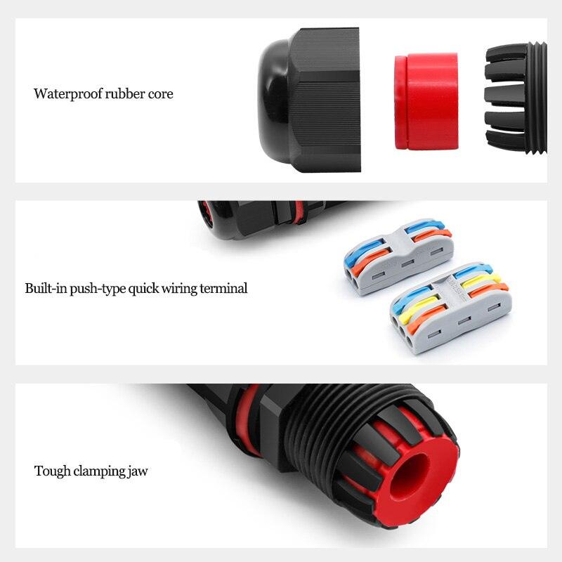 IP68 2/3 Pin Electrical Terminal Adapter Push type connector.