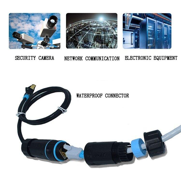 IP68 CAT6 Waterproof Outdoor Network M23 /RJ45 Line-To-Wire Shielded Network Pass-Through.