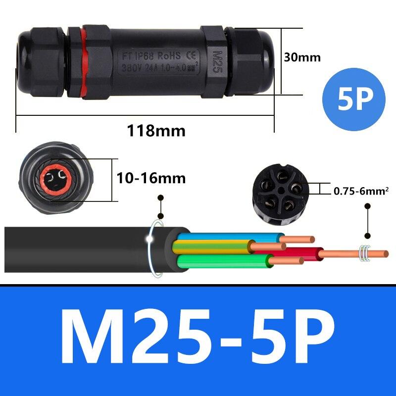 IP68 waterproof cable connector I-type/Y-type/T-type 2Pin 3Pin 4Pin 5Pin Optional.