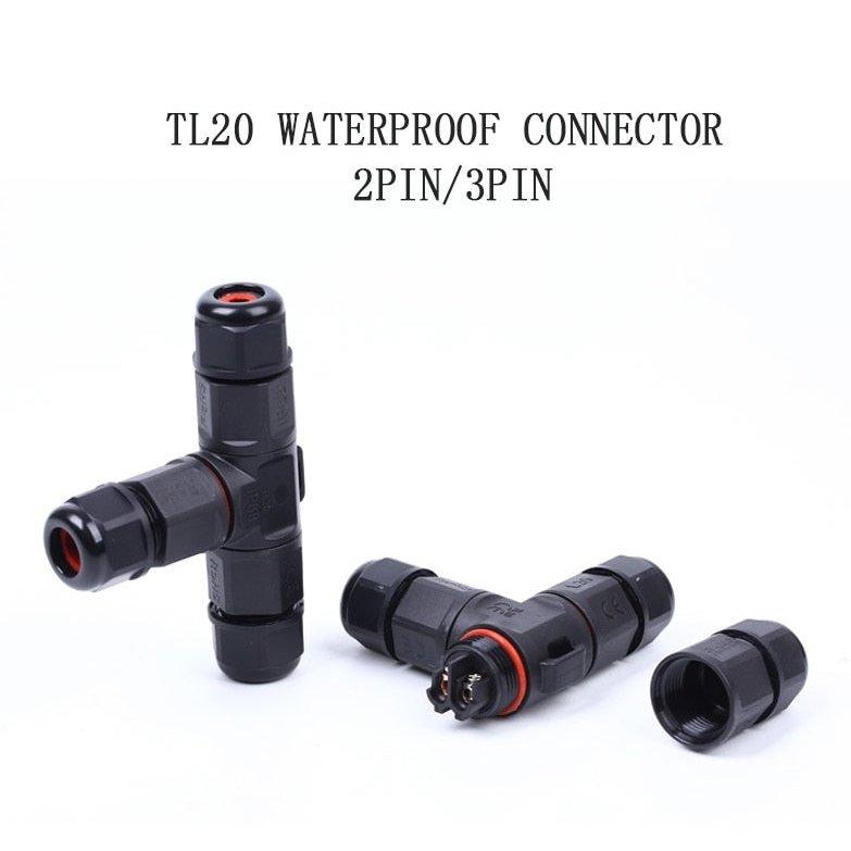 IP68 Waterproof Connector T-Type TL20 2/3 Pin Electrical Terminal Adapter Wire Connector.