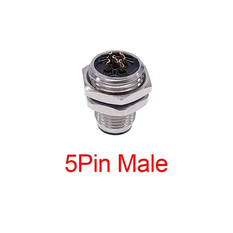 M1216 3/4/5/8Pin sensor connector mounting hole 16mm M12 Flange Socket panel back mount threaded coupling Male&Female.