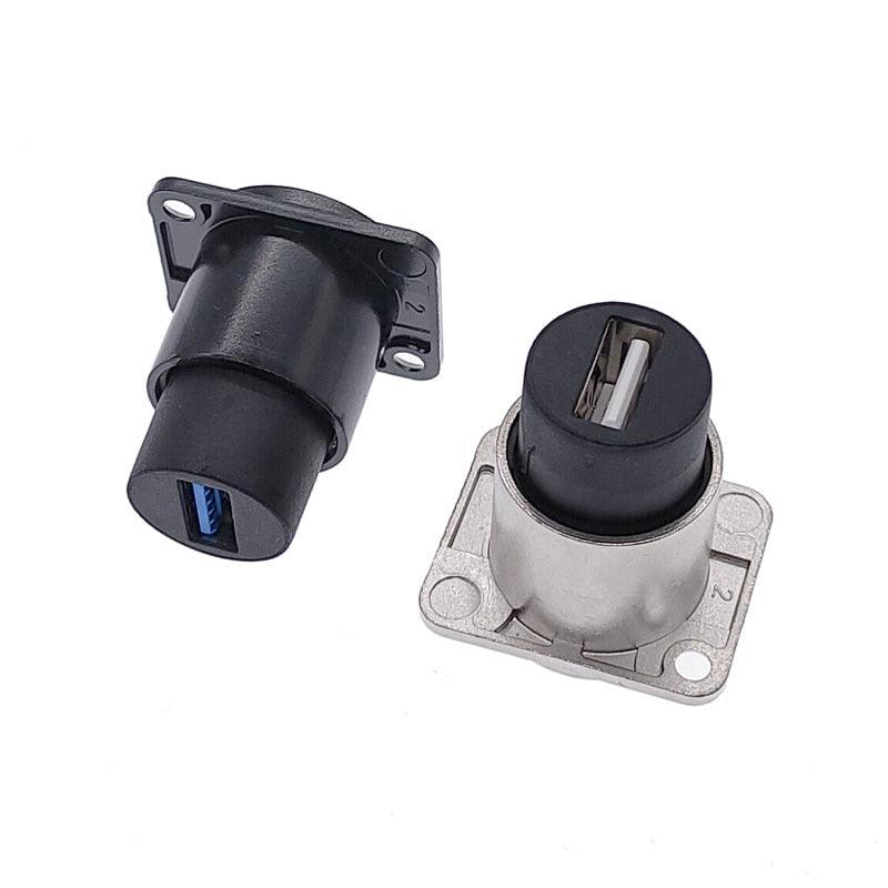 Metal female to female USB 2.0 3.0 connector panel mounting USB socket black.