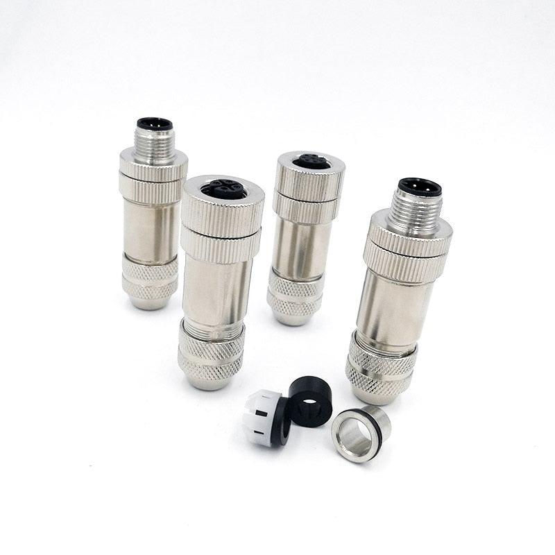 Metal M12 Sensor connector waterproof Straight Signal shielding male&female screw threaded plug 4 5 8 Pin A type,metal sensor