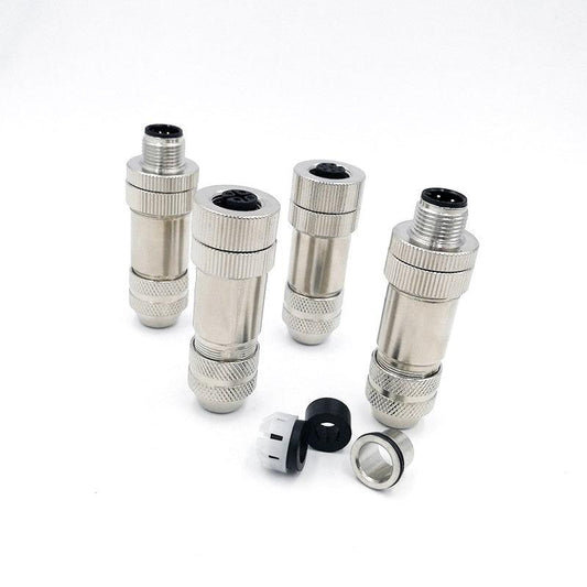 Metal M12 Sensor connector waterproof Straight Signal shielding male&female screw threaded plug 4 5 8 Pin A type,metal sensor