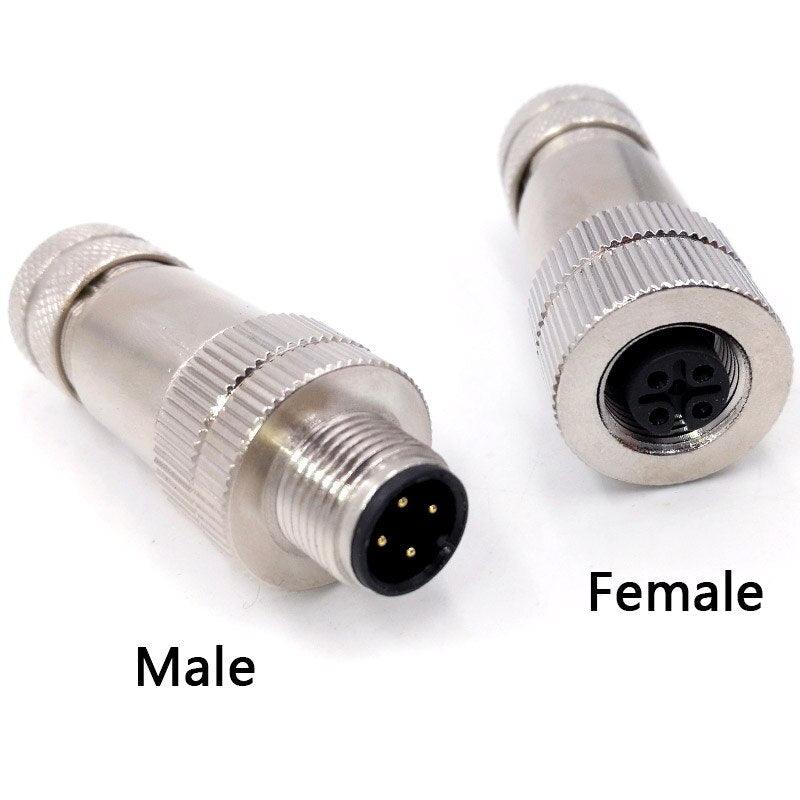 Metal M12 Sensor connector waterproof Straight Signal shielding male&female screw threaded plug 4 5 8 Pin A type.metal sensor