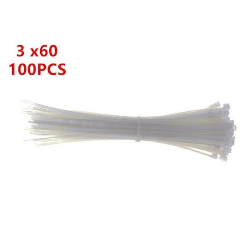 MR- 100PCS 3 X 60/80/100/120/150/200mm Wire Zip Ties/Black white Optional.