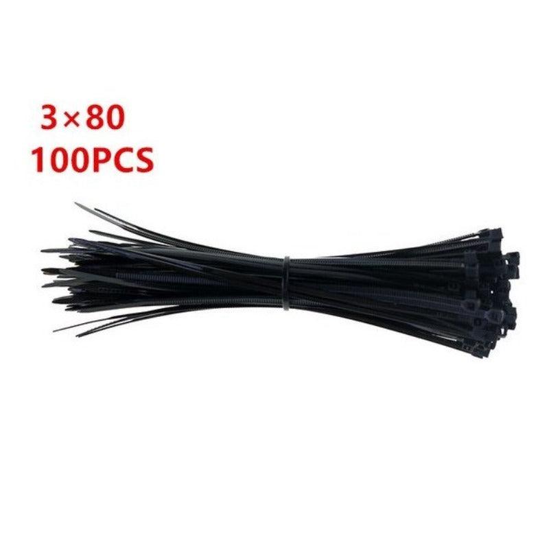 MR- 100PCS 3 X 60/80/100/120/150/200mm Wire Zip Ties/Black white Optional.