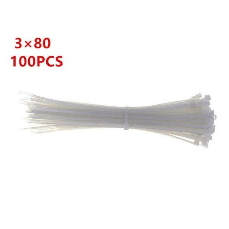 MR- 100PCS 3 X 60/80/100/120/150/200mm Wire Zip Ties/Black white Optional.