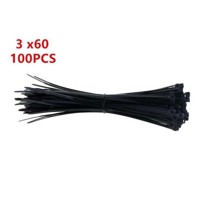 MR- 100PCS 3 X 60/80/100/120/150/200mm Wire Zip Ties/Black white Optional.