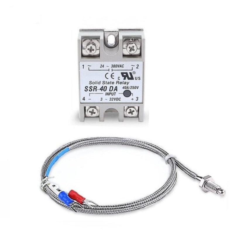 MR- Digital 220V PID REX-C100 Temperature Controller + max.40A SSR+K Thermocouple PID Controller Set + Heat Sink.