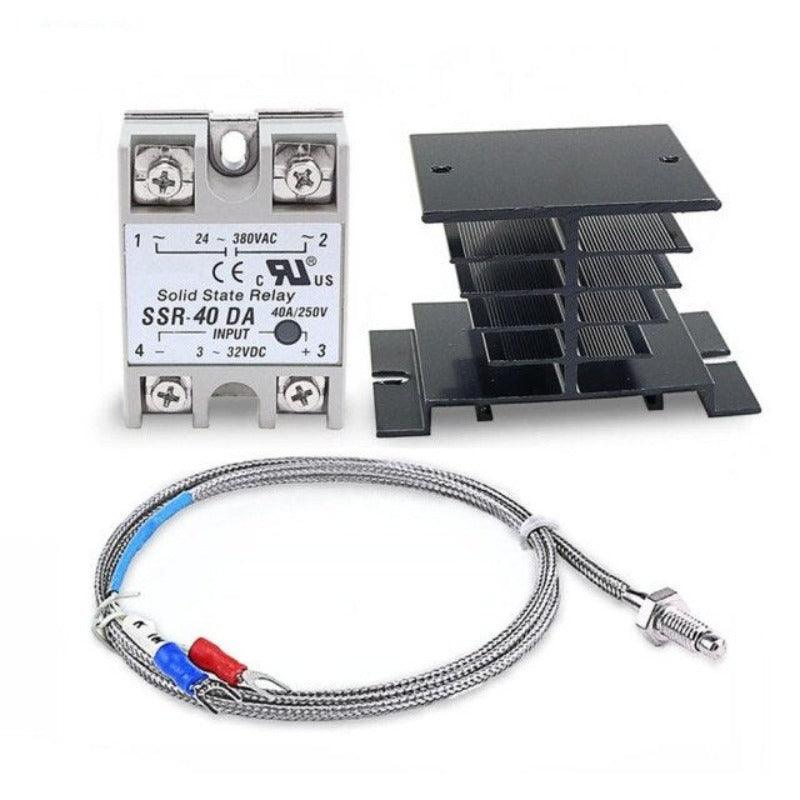 MR- Digital 220V PID REX-C100 Temperature Controller + max.40A SSR+K Thermocouple PID Controller Set + Heat Sink.
