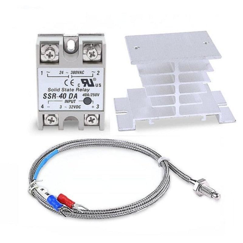 MR- Digital 220V PID REX-C100 Temperature Controller + max.40A SSR+K Thermocouple PID Controller Set + Heat Sink.