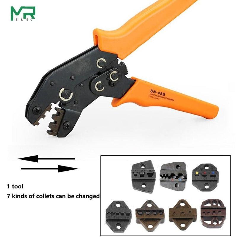 MR- SN-48b Series 7 kinds of Collets European Bare Terminal Crimping Pliers|  2.8 4.8 6.3 Tool  Plug Spring Precision.