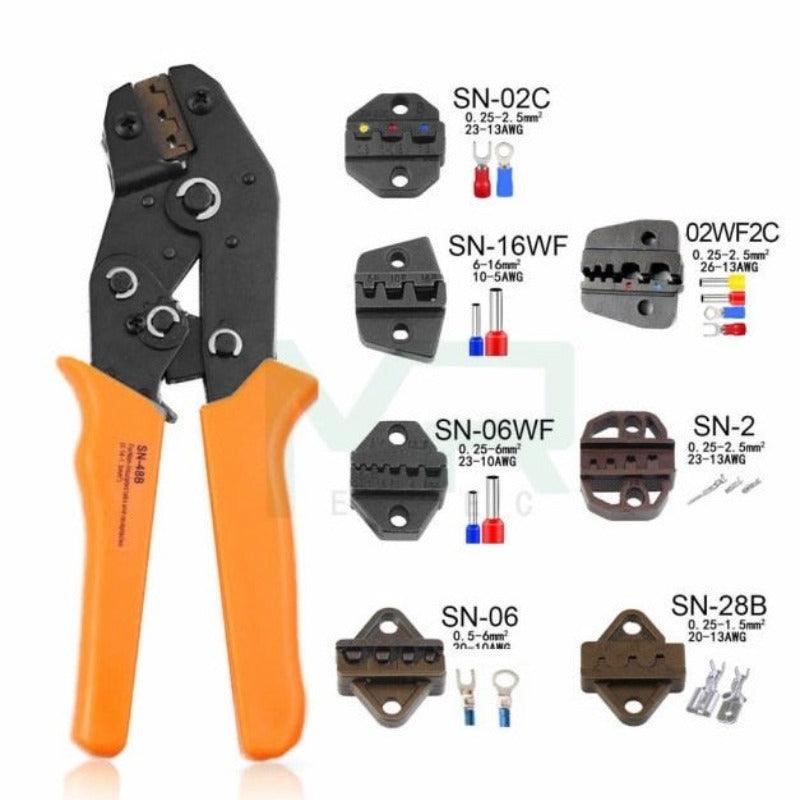 MR- SN-48b Series 7 kinds of Collets European Bare Terminal Crimping Pliers|  2.8 4.8 6.3 Tool  Plug Spring Precision.