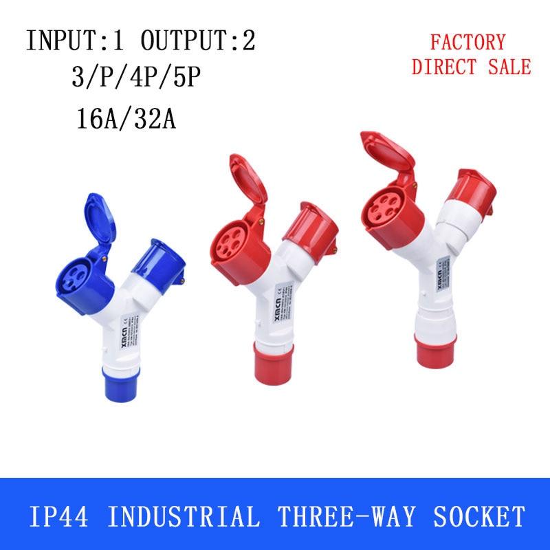 Multi-functional Waterproof Dustproof Industrial 1 Input to 2 IP44.32a industrial plug