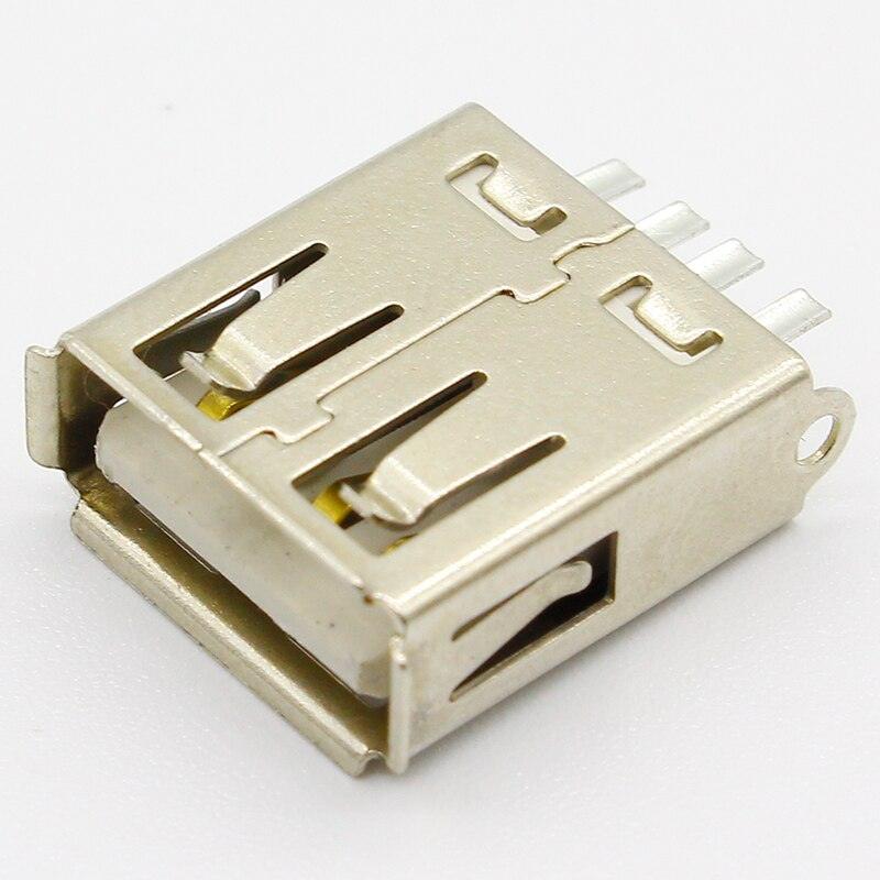 New 10pcs Type A Female USB 4 Pin Plug Socket Connector With Black Plastic Cover.