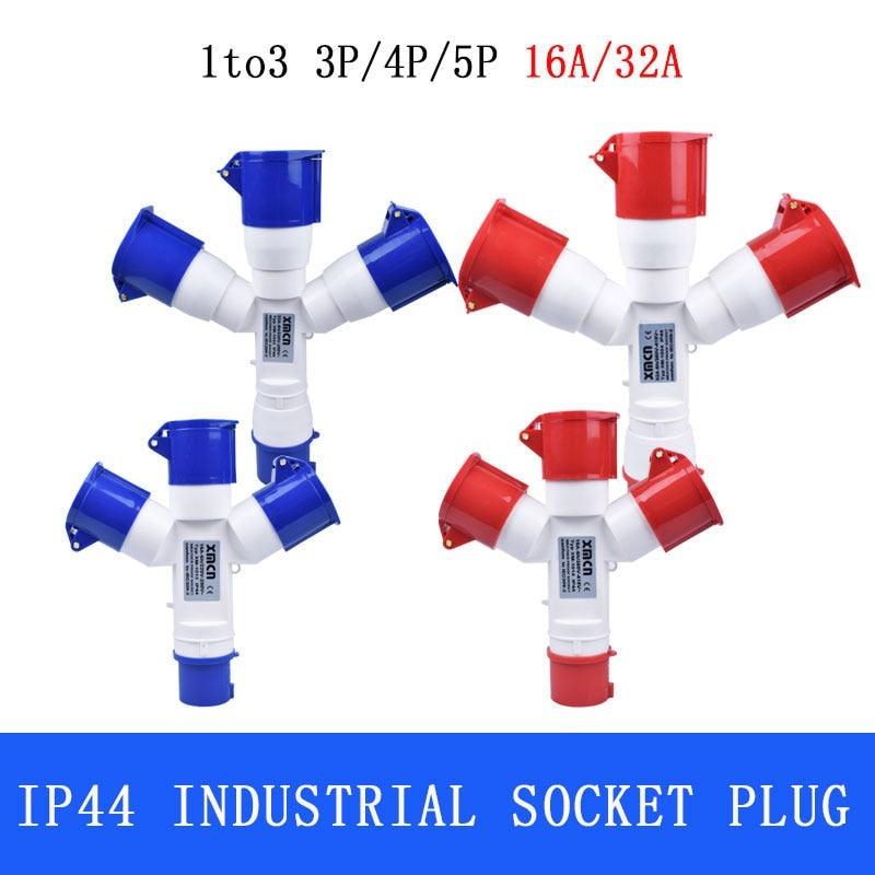 Plugs for Sockets Waterproof Dustproof Industrial Plug 1 Input to 3 IP44.32a industrial plug 4pin