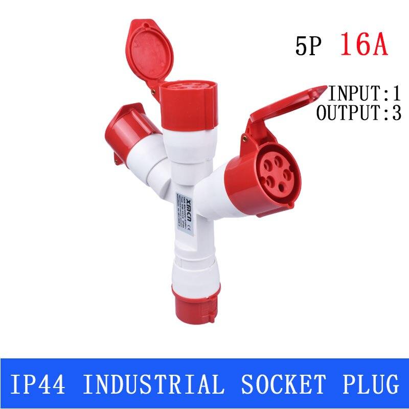Plugs for Sockets Waterproof Dustproof Industrial Plug 1 Input to 3 IP44.32a industrial plug 4pin