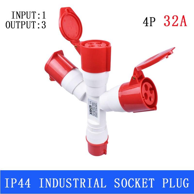Plugs for Sockets Waterproof Dustproof Industrial Plug 1 Input to 3 IP44.32a industrial plug 4pin