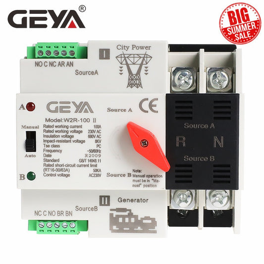 100a automatic transfer switch,geya w2r,geya w2r 100,geya w2r 100 manual