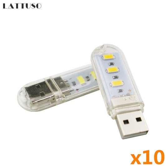 LATTUSO- 10pcs/lot Mini Emergency USB Light| Cold/Warm light optional.