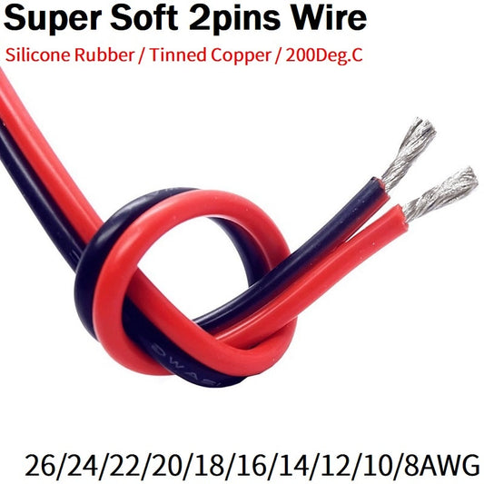 2/5/10Meter 2Pin Extension Copper Wire| 24-8 AWG optional.