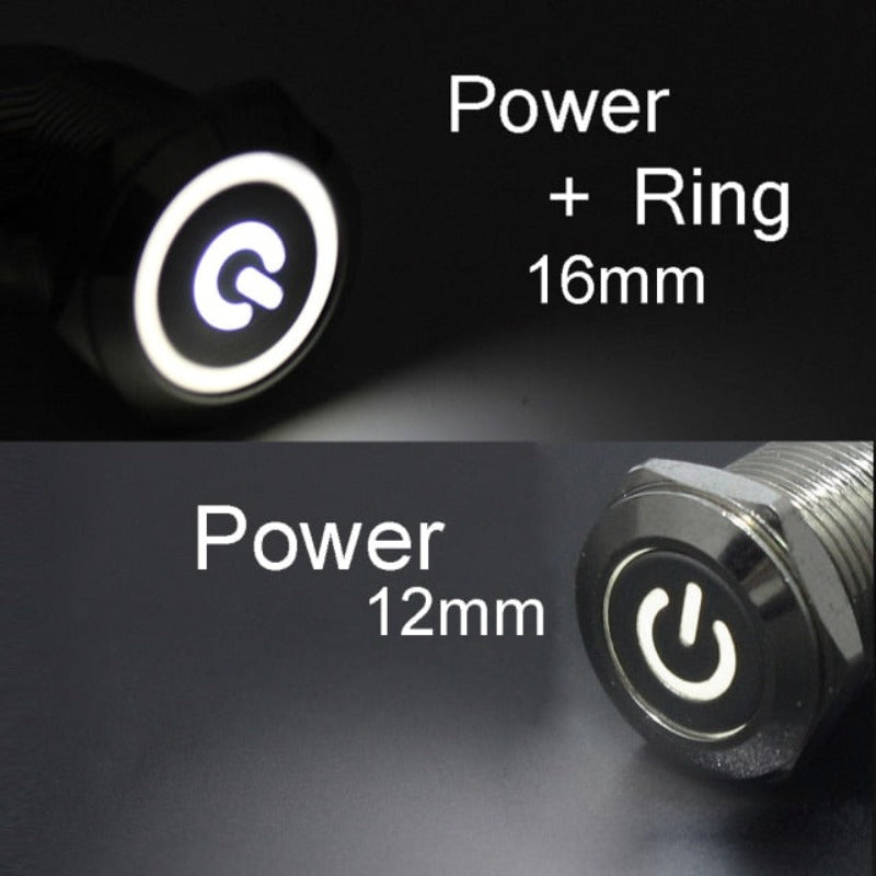 12mm 16mm metal push button switch power button Waterproof with LED light.