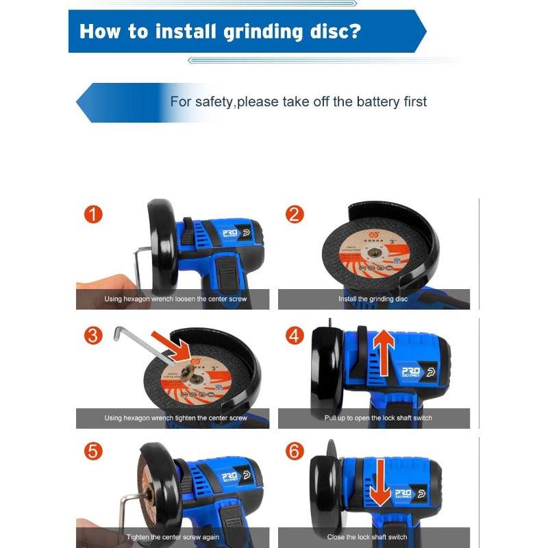 PROSTORMER- 12V Mini Brushless Angle Grinder Cordless| AU/US/EU/UK Plug Optional.