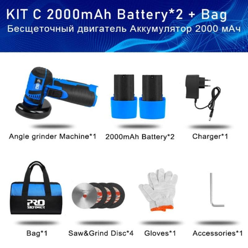 PROSTORMER- 12V Mini Brushless Angle Grinder Cordless| AU/US/EU/UK Plug Optional.