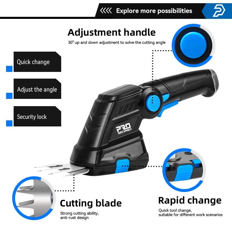 PROSTORMER- 2 in 1 Electric Hedge Trimmer| Cordless 3.6V USB Lawn Mower.