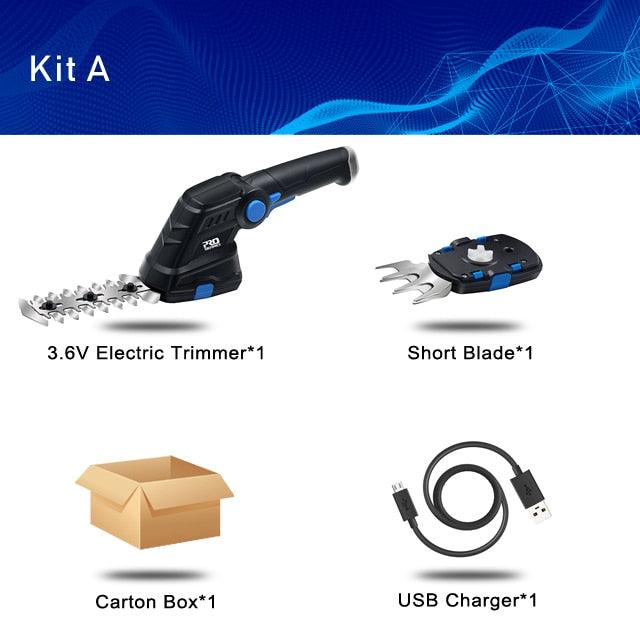 PROSTORMER- 2 in 1 Electric Hedge Trimmer| Cordless 3.6V USB Lawn Mower.
