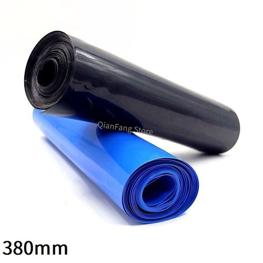 PVC Heat Shrink Tube 380mm Width Blue Black Shrinkable Cable Sleeve Sheath Pack Cover for 18650 Lithium Battery Film Wrap.