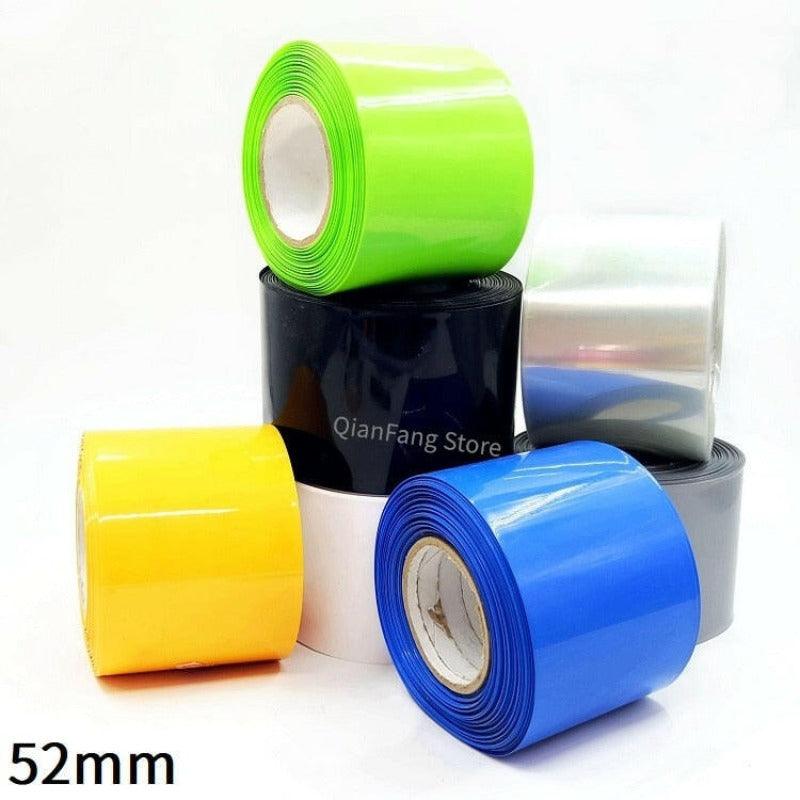 PVC Heat Shrink Tube 52mm Width Blue Multicolor Shrinkable Cable Sleeve Sheath Pack Cover for 18650 Lithium Battery Film Wrap.