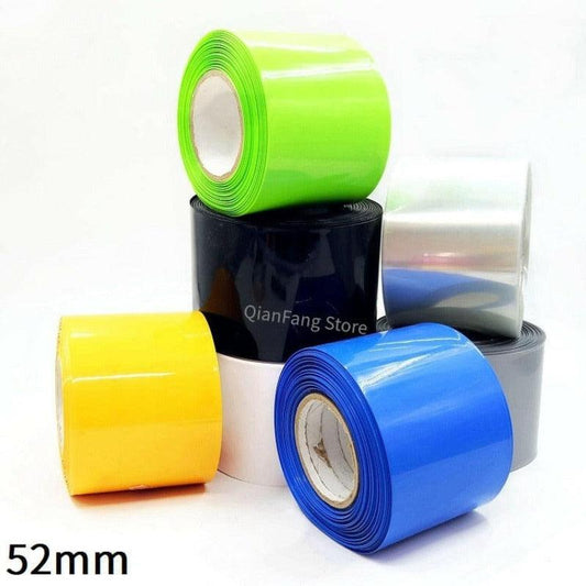 PVC Heat Shrink Tube 52mm Width Blue Multicolor Shrinkable Cable Sleeve Sheath Pack Cover for 18650 Lithium Battery Film Wrap.