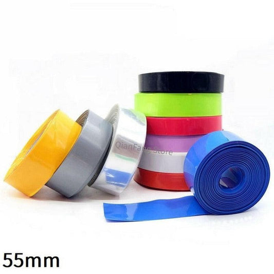 PVC Heat Shrink Tube 55mm Width Blue Multicolor Shrinkable Cable Sleeve Sheath Pack Cover for 18650 Lithium Battery Film Wrap.