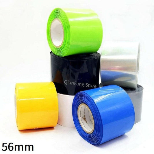 PVC Heat Shrink Tube 56mm Width Blue Multicolor Shrinkable Cable Sleeve Sheath Pack Cover for 18650 Lithium Battery Film Wrap.