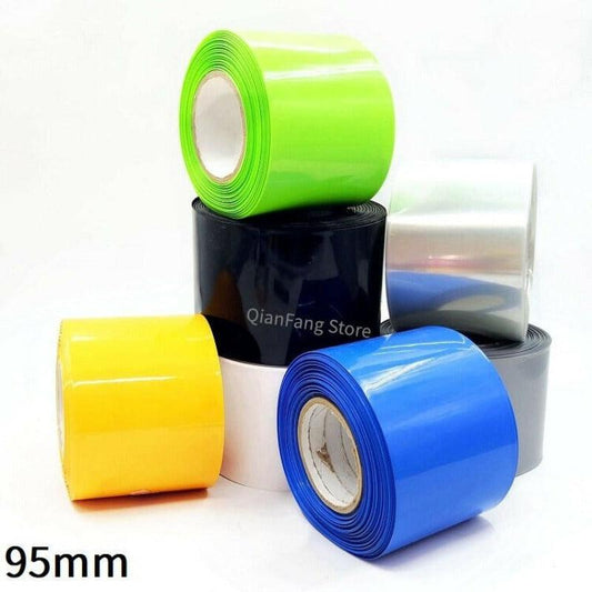 PVC Heat Shrink Tube 95mm Width Blue Multicolor Shrinkable Cable Sleeve Sheath Pack Cover for 18650 Lithium Battery Film Wrap.