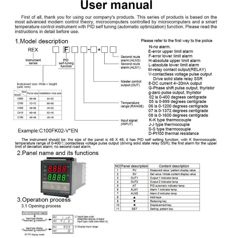 REX-C100 PID Intelligent Temperature Controller Universal REX-C100 Thermostat SSR Relay output Universal K PT100 J Type Input.