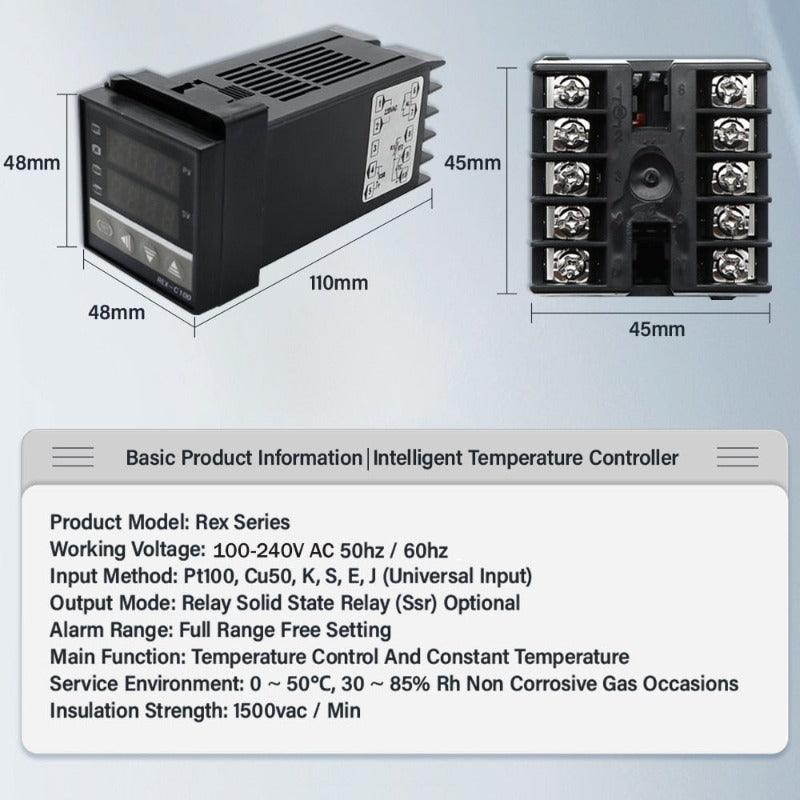REX-C100 PID Intelligent Temperature Controller Universal REX-C100 Thermostat SSR Relay output Universal K PT100 J Type Input.