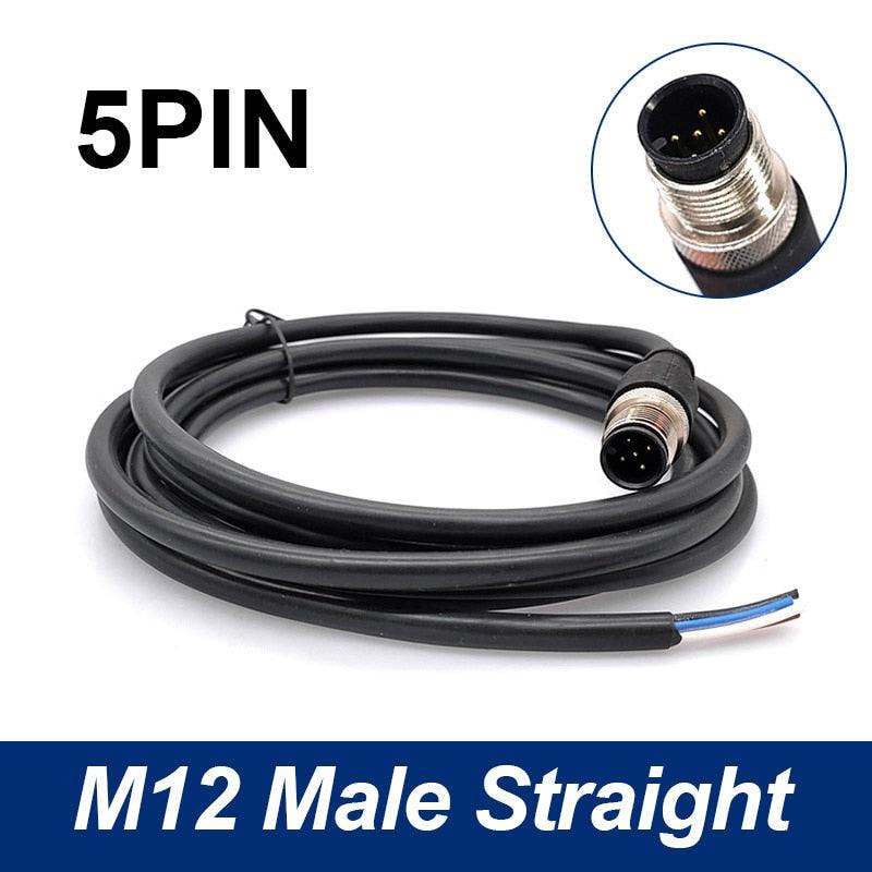 Sensor Connector line M12 Waterproof plug Male Female Angle Straight 4 5 8Pin +2m PVC line.