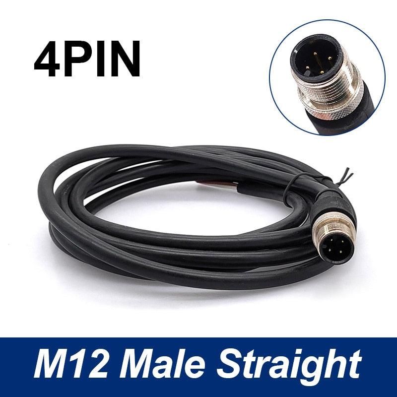 Sensor Connector line M12 Waterproof plug Male Female Angle Straight 4 5 8Pin +2m PVC line.