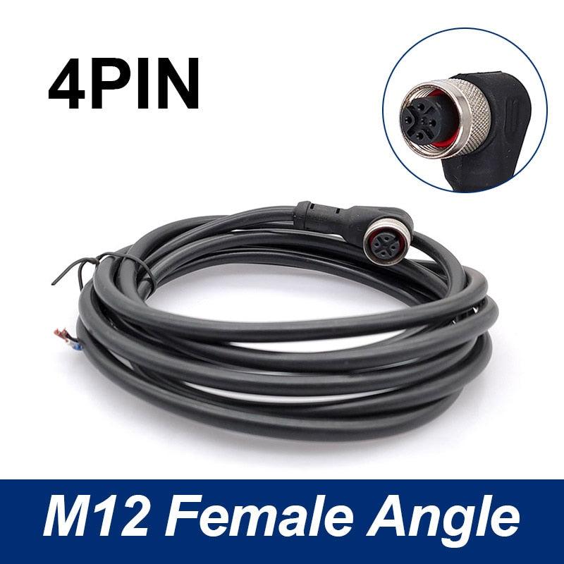 Sensor Connector line M12 Waterproof plug Male Female Angle Straight 4 5 8Pin +2m PVC line.