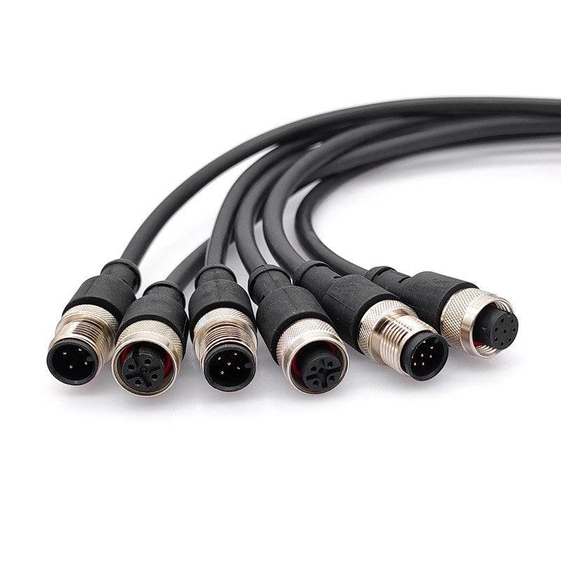 Sensor Connector line M12 Waterproof plug Male Female Angle Straight 4 5 8Pin +2m PVC line.