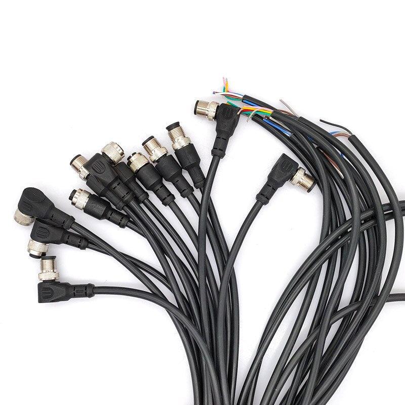 Sensor Connector line M12 Waterproof plug Male Female Angle Straight 4 5 8Pin +2m PVC line.