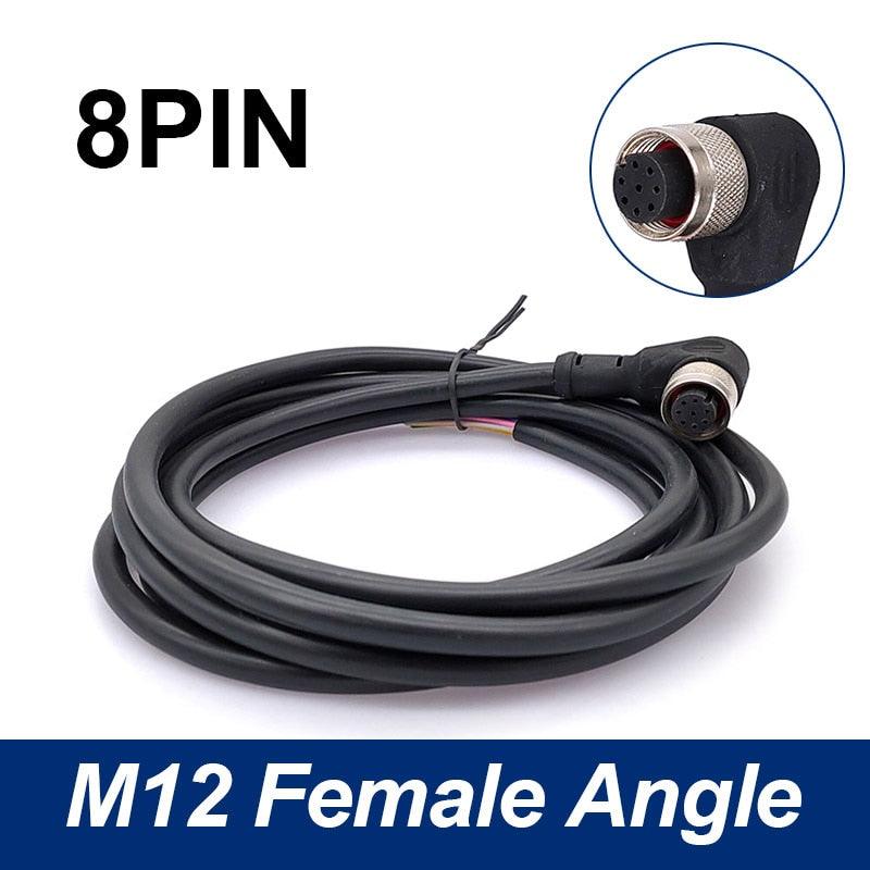 Sensor Connector line M12 Waterproof plug Male Female Angle Straight 4 5 8Pin +2m PVC line.